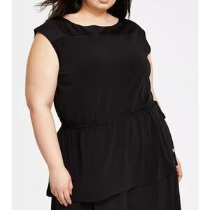 Calvin Klein Women's Plus Size Black Drawstring-Waist Sleeveless Top 2X